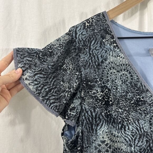 Rabbit Rabbit Rabbit Blue Arsty Babydoll Flutter Sleeve Top Womens Size 20W Y2K - Picture 5 of 10